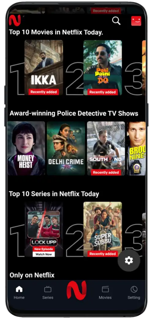 NetMirror TV interface